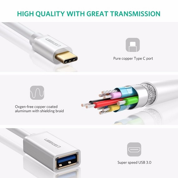 Cáp Type-C to USB 3.0 chính hãng Ugreen 30701 2