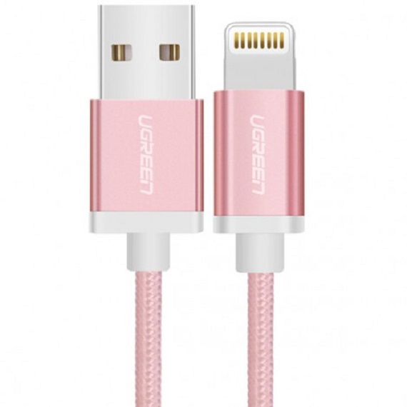 Cáp Sạc USB Lightning Chuẩn MFi dài 1M5 Màu Hồng Ugreen 30591 1