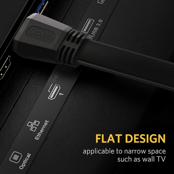 Cáp hdmi 2.0 dẹt dài 5m Ugreen 50821 chính hãng hỗ trợ 4K cao cấp 1