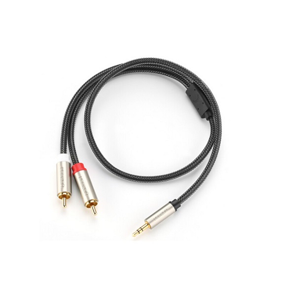 Cáp Audio 3,5mm ra 2 đầu RCA dài 5m chính hãng Ugreen 20825 mạ vàng cao cấp