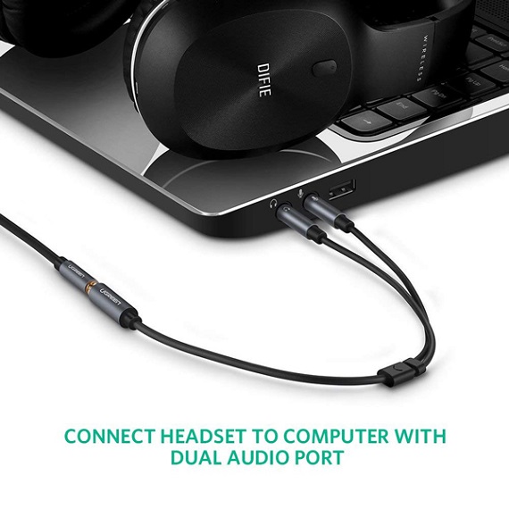 Cáp Audio 3,5mm âm ra 2 đầu 3,5mm 1 Mic 1 loa chính hãng Ugreen 20899 mạ vàng cao cấp 1