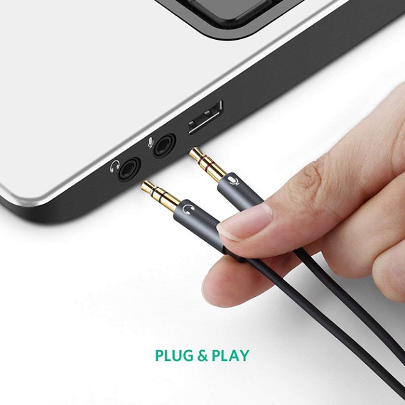 Cáp Audio 3,5mm âm ra 2 đầu 3,5mm 1 Mic 1 loa chính hãng Ugreen 20899 mạ vàng cao cấp 3