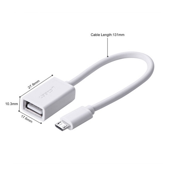 Dây cáp Micro USB OTG 2.0 Ugreen 10822 10CM (Màu Trắng) 2
