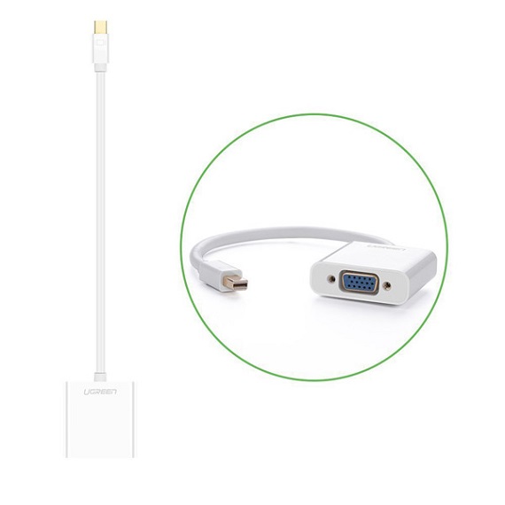 Cáp Mini Displayport to VGA Ugreen 10458( trắng) cao cấp 1