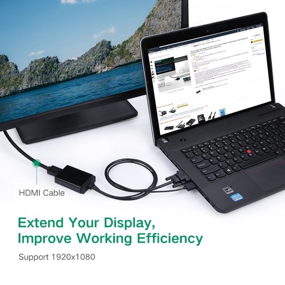 Cáp chuyển đổi VGA, Audio, nguồn ra HDMI Ugreen 40213 (Màu đen) 3