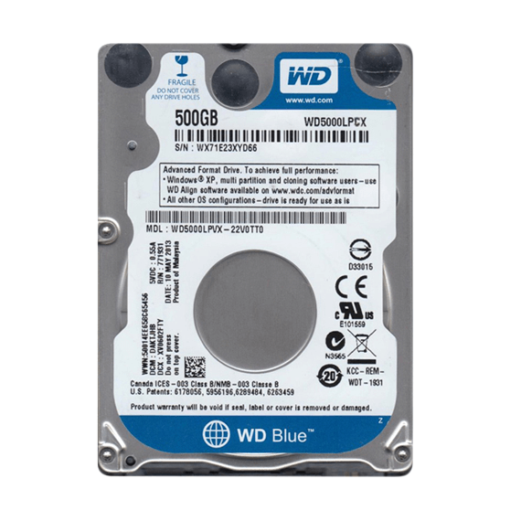 Ổ cứng HDD Western Digital WD 500GB 5400rpm (WD5000LPCX) (Xanh) 2.5 inch Sata 3