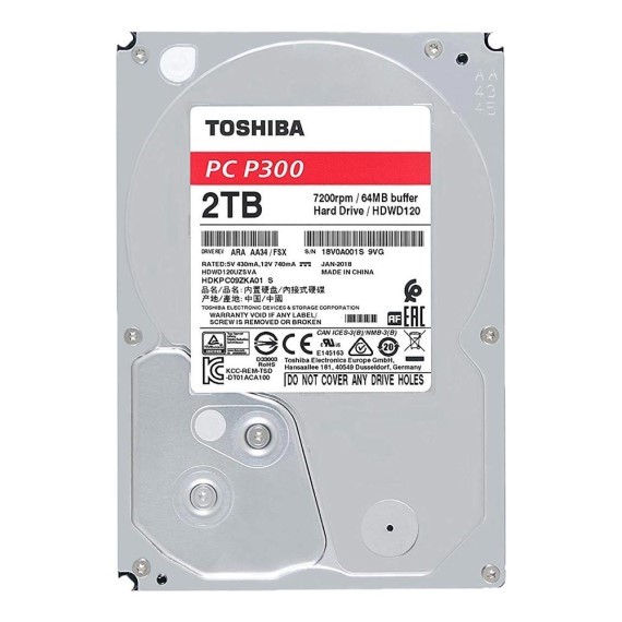 Ổ cứng HDD Toshiba P300 3.5' 2TB SATA 7200RPM 64MB (HDWD120UZSVA) 1
