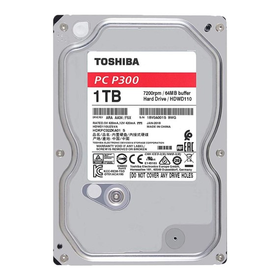 Ổ cứng HDD Toshiba P300 1TB 3.5' SATA 3 - HDWD110UZSVA 1