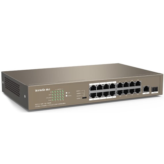 Switch Tenda TEF1118P 16-Port 10/100Mbps PoE + 1 Gigabit SFP 1