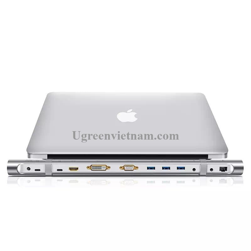 Đế chuyển đổi Type-C sang cổng USB 3.0+Thẻ SD / TF đọc + Gigabit Lan + Audio + VGA + HDMI + DVI Type-C UGREEN 50844