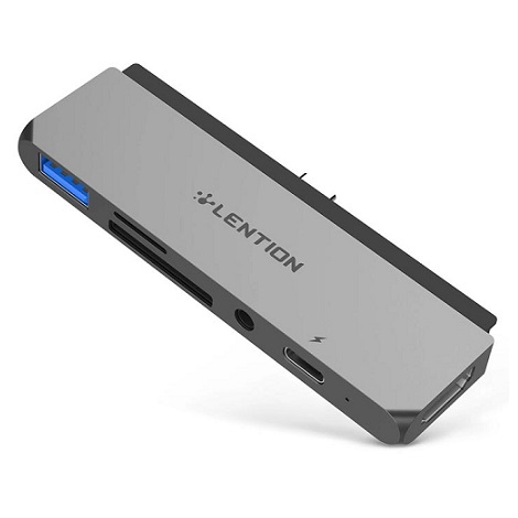 Bộ chuyển đổi Type C 6 trong 1 Lention CS17, xám