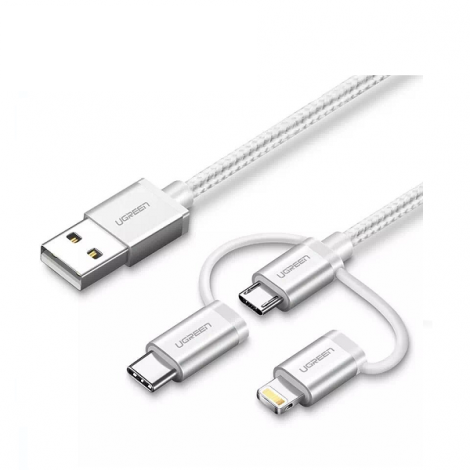 Cáp sạc điện thoại đa năng 3 trong 1 dài 1.5m Ugreen 50203