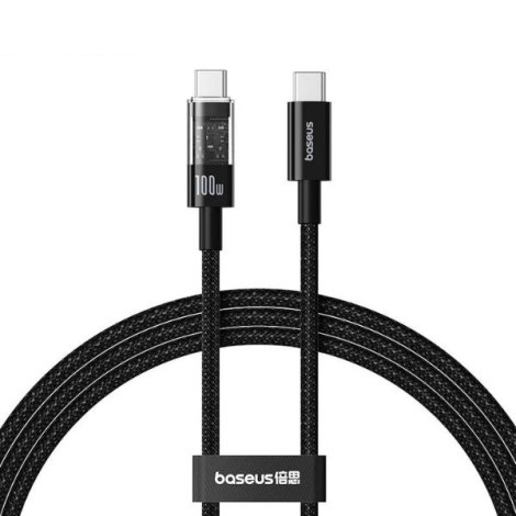 Cáp sạc nhanh Baseus Gem USB-C sang USB-C 2m PD 100W P10373000111-01 Cluster Black