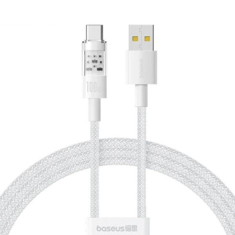 Cáp sạc nhanh Baseus Gem USB-C 100W dài 1m P10373002211-00 Moon White