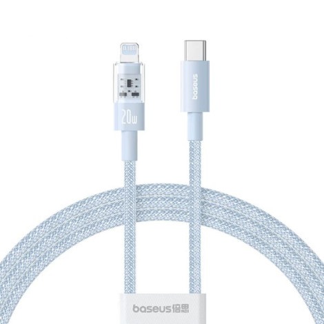 Cáp sạc nhanh Baseus Gem USB-C to Lightning 20W dài 2m P10373001311-01 Galaxy Blue