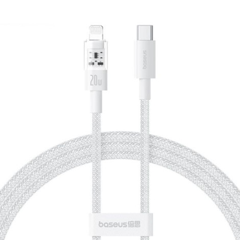 Cáp sạc nhanh Baseus Gem USB-C to Lightning 20W dài 2m P10373001211-01 Moon White
