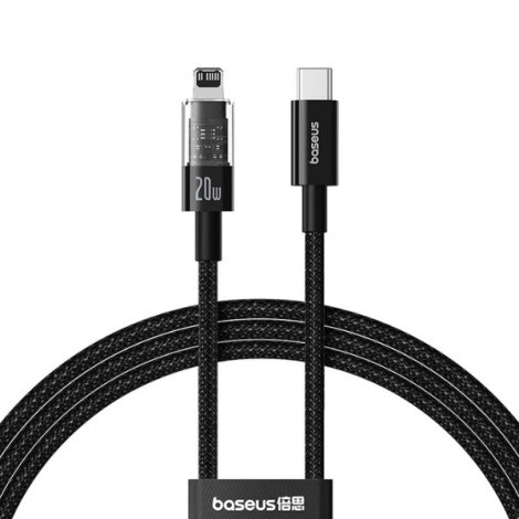 Cáp sạc nhanh Baseus Gem USB-C to Lightning 20W dài 2m P10373001111-01 Cluster Black