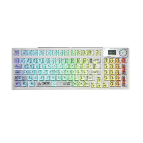 Bàn phím Gaming cơ không dây AULA F98 PRO 3 Mode màu Trắng trong suốt