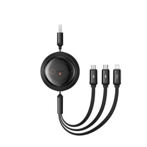 Cáp sạc đa năng 3 trong 1 Baseus Free2Draw Retractable Crystal 1.1m P10368700111-02 Cluster Black