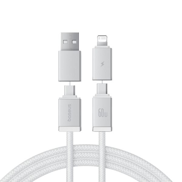 Cáp sạc đa năng 4 in 1 Baseus Versatile 60W dài 2m P10383000211-01 Moon White