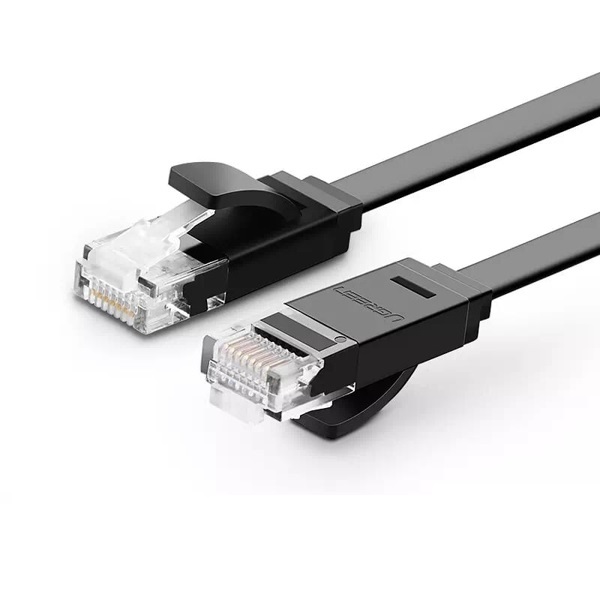 Dây cáp mạng đúc sẵn dẹt Cat6 dài 12m 26AWG Ugreen 50179 cao cấp (màu đen)
