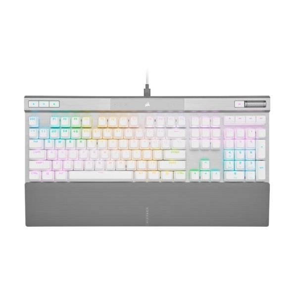 Bàn phím cơ có dây Corsair K70 PRO-WHT-OPX Silver-RGB