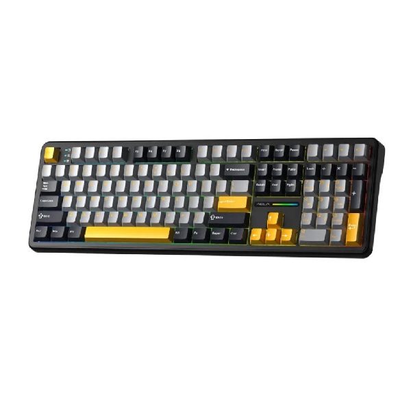 Bàn phím cơ 3 Mode Aula F108 Đen, Xám, Vàng Volcano switch